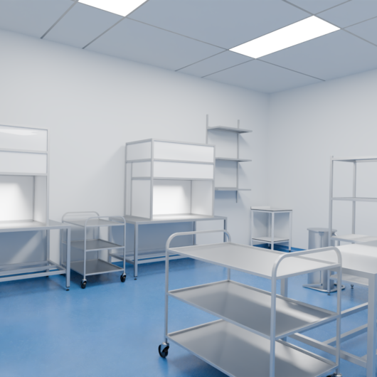 Render of inside a series 3 modular cleanroom medical facility